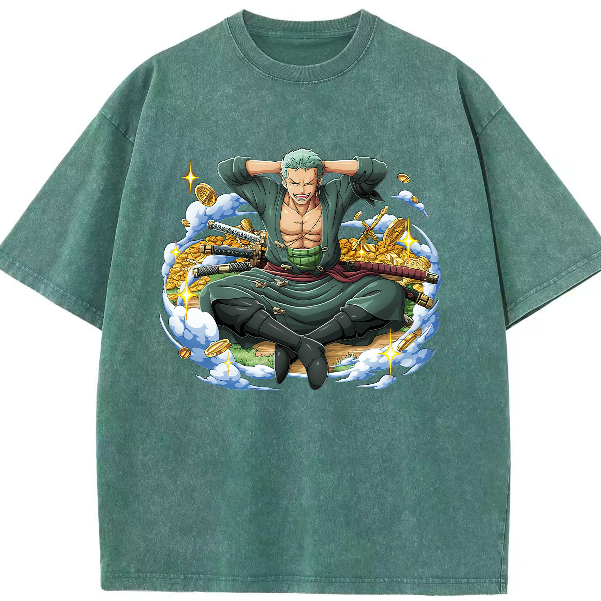 ワンピース ロロノア・ゾロ ONE PIECE Roronoa Zoro 綿100% ヴィンテージ風 半袖Tシャツ（フロントプリント）